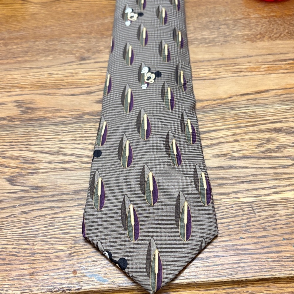 Disney Mickey Mouse Brown and Purple Tie